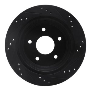 Chevrolet S10 Brake Rotor (1) - Rear Left - R1 Concepts - Drilled & Slotted - Black - `98-`05